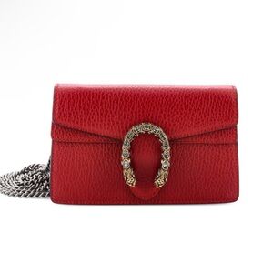 Gucci Red Leather Crossbody with Embellished Horsebit